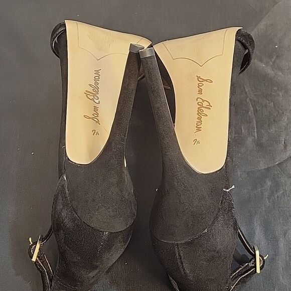 SAM EDELMAN ADJUSTABLE ANKLE STRAP WITH BUCKLE CLOSURE OPEN TOE SUEDE SANDAL - Picture 11 of 14